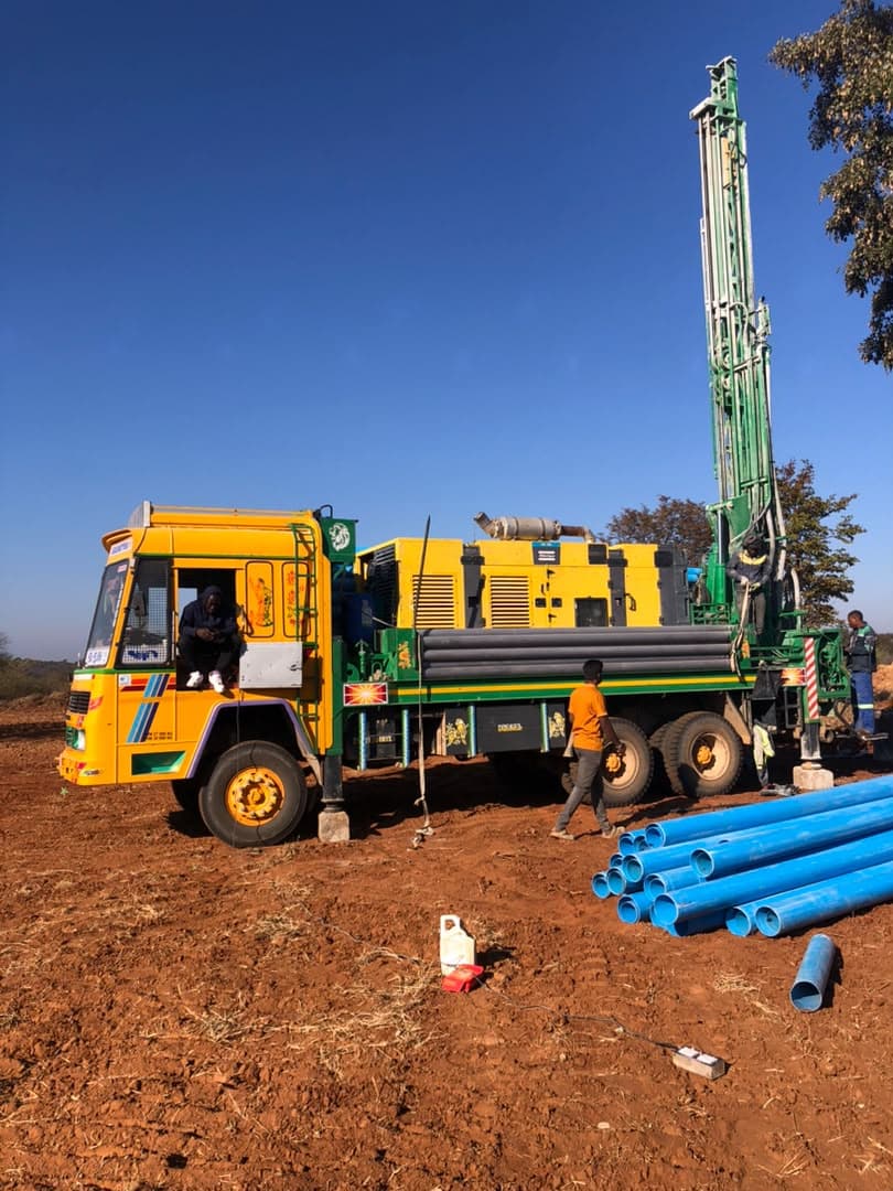 Borehole flushing in Lupane in Lupane, Zimbabwe